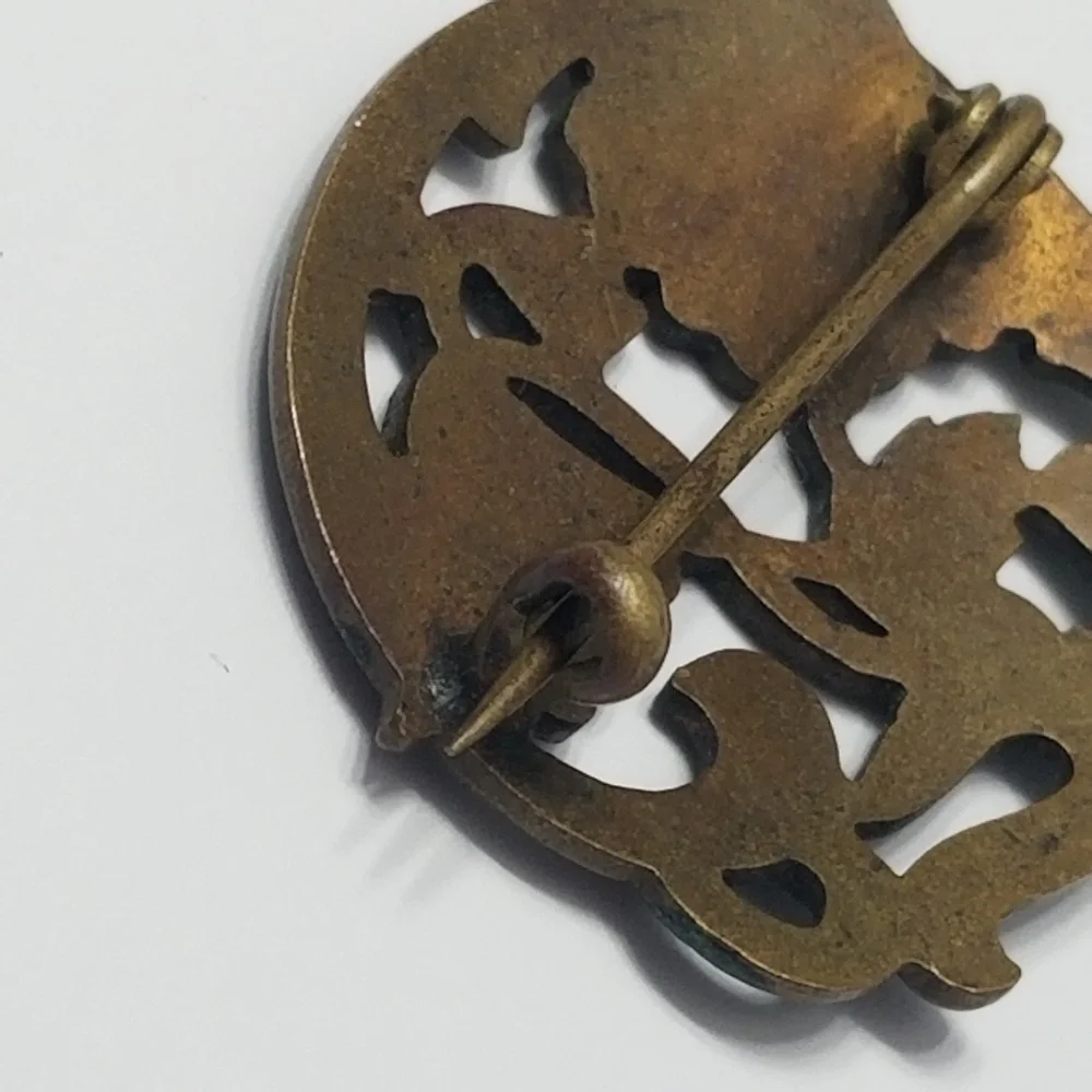 Antique brooch pin poppy flowers floral gold tone Victorian Edwardian red